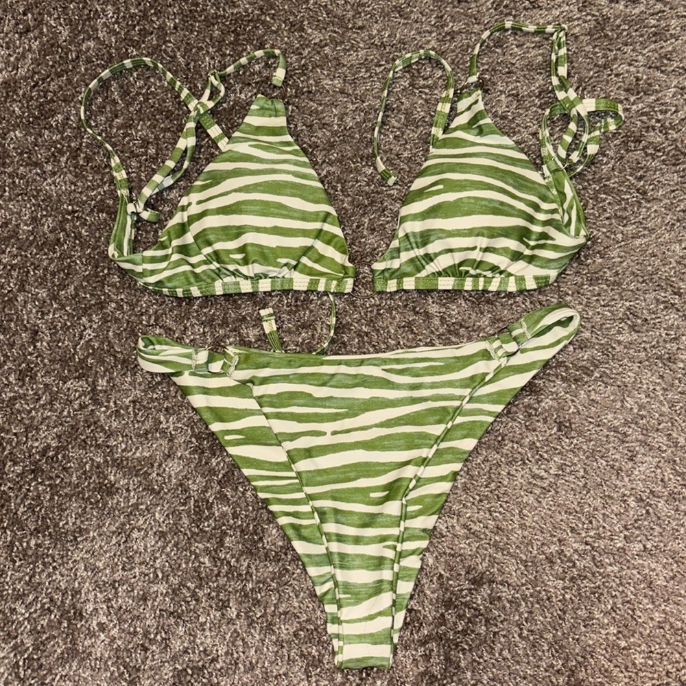 Green zebra print bikini
